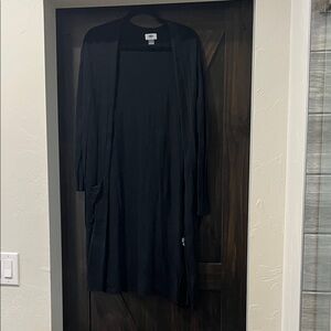 Black Long Open Front Cardigan